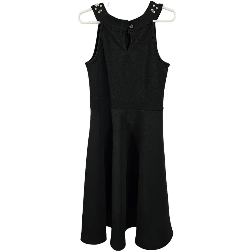 Children's Place Black Sleeveless Hi-Lo Dress With Rhinestones Girl's 7/8